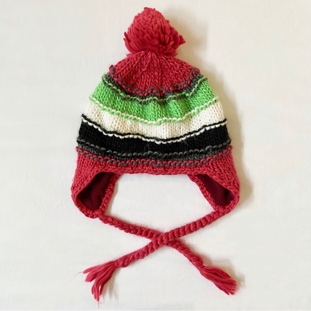 Volcom Hand-Knit Beanie - Pink & Green